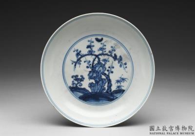 图片[2]-Dish with flowers and pine, bamboo, and plum in underglaze blue, Ming dynasty (1368-1644)-China Archive